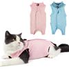 TYXHXTF 2Pcs Tuta per Recupero Gatti, Body Gatto Post Operatorio Sterilizzazione, Alternativa a Collare Gatto per Cani e Gatti (M, Blu+Rosa)