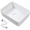 MAGIC SELECT Lavabo in Ceramica, Lavabo da Appoggio Bianco, Lavabo Sospeso Bagno Antimacchia, Facile da Pulire con Attacchi Standard. Ideale per Cucina o Bagno. (47,5x36,5x13 CM)