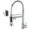 MOGFCT Rubinetto da cucina con beccuccio estraibile, arco alto, molla monocomando, lavello da cucina, cromato chiaro