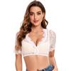 Goxozzy Dirndl Bluse, Camicia Dirndl Donna, Camicia Bavarese Donna, Camicetta Dirndl in Pizzo,Bluse Dirndl Elegante con Scollo a V (IT, Numero, 40, Regular, Regular, Mezza Manica, Bianco)