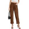 Alaster Queen Pantaloni da donna in velluto a coste, elasticizzati, casual, da donna, marrone, S