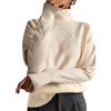 shownicer Maglione Donna Collo Alto Maglione A Maniche Lunghe Elegante Chic Pullover Lavorato a Maglia Oversize Casual Moda Knitted Sweater Top per Autunno Inverno A Beige XS