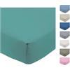 Tata Home Flanella Lenzuolo Sotto con Angoli ed Elastici 100% Cotone Misura Matrimoniale cm 180x200 altezza materasso cm 24 Colore VERDE