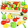 Subtail Frutta da Tagliare Giocattolo - 2 in 1 Gioco da Tavolo - Frutta E Verdura Giocattolo Giochi Bambini 2 3 Anni - Cibo Cucina Giocattolo per Bambini - Giochi Montessori Legno Regalo Bambini