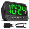 Azyh - Sveglia digitale con display LED verde per camera da letto, sveglia ad alto volume per chi ha un sonno pesante, orologio da tavolo elettrico con USB-A a Type-C, volume, luminosità e snooze