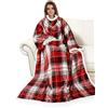Catalonia Classy Coperta Sherpa con Maniche, Micro Peluche Sherpa Plaid con Maniche, Coperta con Braccia, Regalo per Adulti, Uomini, Donne, Adolescenti, Fidanzata, Moglie, 185 x 140 cm,Scozzese Rosso
