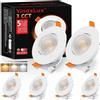 YindaLux Faretto LED da incasso 230V Dimmerabile 5W IP44 Ultrasottile, Foro incasso 68-80 mm, 3000K/4000K/6000K, Orientabile 45°, Faretti da soffitto per Bagno Soggiorno Bianco, Set da 6