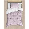 ABAKUHAUS Malva Set Copripiumino, Zig Zag Stelle Strisce, 2 Pezzi con 1 Fodera Cuscino, 130 x 200 cm - 70 x 50 cm, Giallo e Lilla
