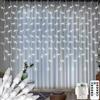CORST Luci per tende da interni a forma di diamante, 3 m x 1 m, 150 LED, alimentate a batteria, luci a LED da appendere, per stanza, cascate, 8 modalità, impermeabile per gazebo esterno (bianco)