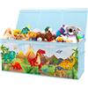 decalsweet Scatola di Giocattoli Large con Coperchio Ribalta per Bambini, Contenitore Porta Giochi Pieghevole Oxford, Baule Portagiochi Impermeabile Robusto per Ragazze Ragazzi, 96×32×40cm(Dinosauro Vulcano)