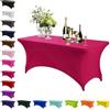 Mienocol Tovaglia in spandex rosso vino, 1,8 m, elasticizzata, rettangolare, lavabile, universale, per patio, cucina, eventi, matrimoni, cocktail bar, mostre, banchetti, feste
