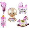 TRIXES 5 PZ palloncini in carta stagnola per festa del nuovo nato decorazione Rosa carrozzina cavallino biberon piedino e neonato