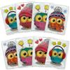 MIJOMA Set di 8 scaldamani da piegare, riutilizzabili, per bambini e adulti, con motivi alla moda, per le giornate fredde in viaggio (gufi invernali, 9,5 x 6,8 cm)