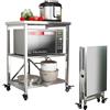 HIYOUGO Carrello da Cucina, Pieghevole Carrelli da Portata in Acciaio inox