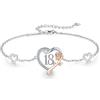 CHENGHONG 13th/15th/16th/18th/21st/30th/40th/50th/75th/80th compleanno, braccialetto personalizzato in argento Sterling 925 con rose, a forma di cuore, con numero di anniversari, regali di compleanno per