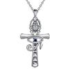 VONALA Ankh Collana in argento Sterling con occhio di Horus, collana con ciondolo a forma di croce con scarabeo, gioiello egiziano antico regalo per uomini e donne, Argento sterling, Zirconia cubica