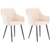 CLP Set di 2 sedie da Pranzo Shila I Rivestimento in Tessuto o Velluto I Sedia Imbottita con braccioli, Colore:Beige, Materiale:Velluto