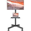 AX WABER Supporto mobile TV per LCD LED da 23 a 60 pollici a schermo piatto/curvo, carrello porta TV con rotelle, supporta fino a 40 kg di peso, supporto TV portatile con ripiano girevole da pavimento
