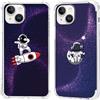 Olgary 2 Pezzi Cover per iPhone 14 / iPhone 13 6,1 Pollici con Disegni Astronauta e Galassia Viola Custodia Cellulare Trasparente Disegno, Rigida PC Sottile Antiurto TPU Protettiva Case