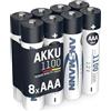 ANSMANN 8x batteria ricaricabile tipo AAA 1100 mAh (min. 1050 mAh) NiMH 1,2 V - Batterie micro AAA ricaricabili, alta capacità per un'elevata richiesta di potenza