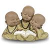 Zen Light Statua 3 Buddha Bonze Lettura - Figura ispiratrice e allegra - portafortuna positività concentrazione - H 9 cm - Zen'Light, marrone e beige