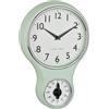 TFA Dostmann Orologio da parete analogico retrò con timer, 60.3073.20, timer fino a 60 minuti, orologio da parete da cucina, orologio al quarzo, con coperchio in vetro, design vintage, verde menta