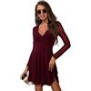 Haibang Vestito Donna Elegante Maniche Lunghe Sexy Mini Abito da Sera Aderente Abiti da Cerimonia con Scollo a V Trasparente Vestiti in Rete Casual Bodycon Dress per Cocktail Party Discoteca Festa