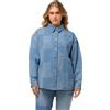 Ulla Popken Camicia Jeans Patched Blazer, Azzurro, 52/54 IT Donna