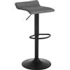 WOLTU Sgabello da Cucina, Sgabello da Bar Colazione Regolabile in Altezza Girevole a 360°, per Bar, Cucina, Banco, Caffè, PVC+Metallo, con Poggiapiedi, Grigio+Nero