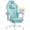 WOLTU Sedia Gaming, Ampia Sedia da Ufficio Ergonomica Imbottita con Cuscino a Molla, Alta Capacità di Carico, Poltrona per Computer con Schienale Alto e Poggiapiedi, Tessuto a rete, Azzurro, GS16hbl