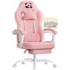 WOLTU Sedia Gaming, Ampia Sedia da Ufficio Ergonomica Imbottita con Cuscino a Molla, Alta Capacità di Carico, Poltrona per Computer con Schienale Alto e Poggiapiedi, Tessuto a rete, Rosa, GS16rs