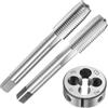 QUARKZMAN Set di 3pz Maschi e Filiera Metrici a Mano, M12 x 1.5 Maschi con Filettatura Conica/Tappo e Filiere Rotondo, Kit di Attrezzi Filettatura a Mano per Riparazione Filetti