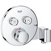Grohe 29120000 Miscelatore Termostatico a 2 Vie con Supporto Manopola Doccia Integrato, Cromo, Rotondo