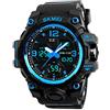 Dayllon Orologio da polso da uomo, analogico, digitale, LED, 50 m, resistente all'acqua, per sport all'aperto, militare, multifunzionale, casual a doppio display, cronometro 12 ore/24 ore (Nero Blu)