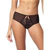 Vivisence Slip da Donna Elegante con Taglio Classico E Dettagli Raffinati Fiocco E Nastro di Raso Lucido sul Davanti Realizzato in Tulle con Pizzo E Rete Doppia sul Retro, Nero,46
