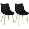 EUGAD Coppia Sedia da Cucina Sala Pranzo in Velluto Nero Poltroncine Camera da Letto Gambe in Metallo Dorato 0670BY-2