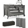 Kinderkraft Lettino Culla Neonato da Campeggio, Viaggio, Portatile Pieghevole + Borsa e Fasciatoio colore Dark Grey - Joy 2