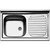 Apell Lavello Cucina 1 Vasca Appoggio con Gocciolatoio Sx Larghezza 80 cm materiale Acciaio Inox finitura Prelucida - PI801LPC Serie Pisa