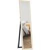 HOMCOM Specchio Moderno a Figura Intera da Parete e Autoportante, 37x157 cm, Bianco e Legno