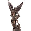 SAINWORDS Statua di San Michele San Miguel Arcangelo il grande protettore, San Arcangelo Michele sconfitto drago malvagio, statuetta religiosa da collezione da collezione (bronzo)
