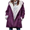 KHIRVWL Cappotto Parka Cappotto Invernale da Donna Alla Moda in Pile Tinta Unita Senza Cappuccio Invernale Lungo con Cappuccio Foderato a Maniche Lunghe Cappotto Invernale di Grandi Dimensioni