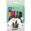 STAEDTLER Triplus 334 - Fineliner 34, triangolare, superfine, con punta in metallo, circa 0,3 mm, in 97% riciclato, prodotto in Germania, set da 10 colori brillanti in astuccio di cartone, 334 C10