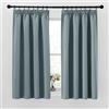 PONY DANCE Tende Termiche Isolanti per Interni Tenda Oscurante per Finestre Piccole Camereta Bambini Curtains Corte con Fettuccia 2 Pezzi 140x145 CM, Blu Grigiastro