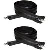 QLEUIFT 2 PCS Cerniera Lampo Nera, 100 cm, Misura #8, Larghezza 38 mm, Chiusure a Due Vie Divisibile, Separare Cerniere, Metallo, per Jacket Cucire Cappotti Giacca (Nero)
