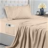 Utopia Bedding Set Lenzuola Singolo 3 Pezzi 90x190 cm - Microfibra di Poliestere - Lenzuolo con Angoli con Tasche Portaoggetti, Lenzuolo Piatto e 1 Federe Ricamate, Beige