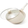 Redchef Padelle In Ceramica 26 cm Con Coperchio, Rivestimento In Ceramica Padelle, Padella Adatta All'induzione Rivestimento Antiaderente Durevole Padella In Ceramica Senza Ptfe, Pfoa, Pfas, Beig