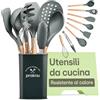 Praknu Utensili Cucina in Silicone - 8 Pezzi Utensili da Mestoli Cucina in Silicone con Manico in Legno - Certificato FDA per Alimenti - Con Supporto e Mestoli - Con Fori per Appendere