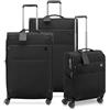 RONCATO UNO SOFT 3.0 Set 3 Valigie Trolley | Grande, Medio e Cabina |Morbido, 4 ruote, Espandibile con zip - Nero