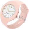 findtime Orologio da polso con cinturino in silicone IP68, impermeabile, analogico, al quarzo, per donne, uomini, ragazze, ragazzi, cifre luminose colorate, Colore: rosa.