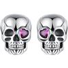 Qings Orecchini Teschio Vintage Halloween in Argento 925 Piccoli Orecchini a Testa di Scheletro con Zirconi Viola Regali di Halloween per Donne